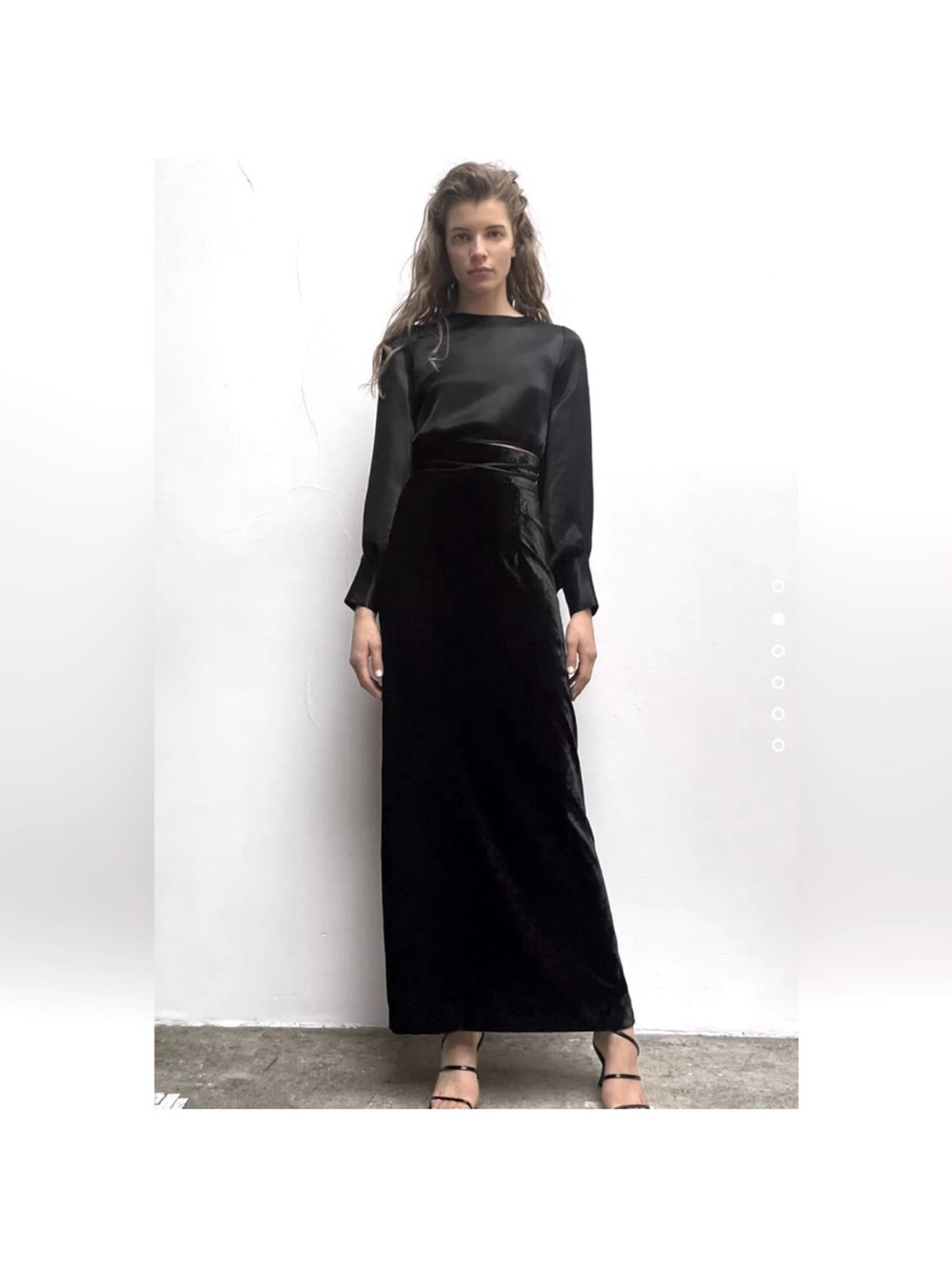 Zara Black Maxi Velvet Skirt medium